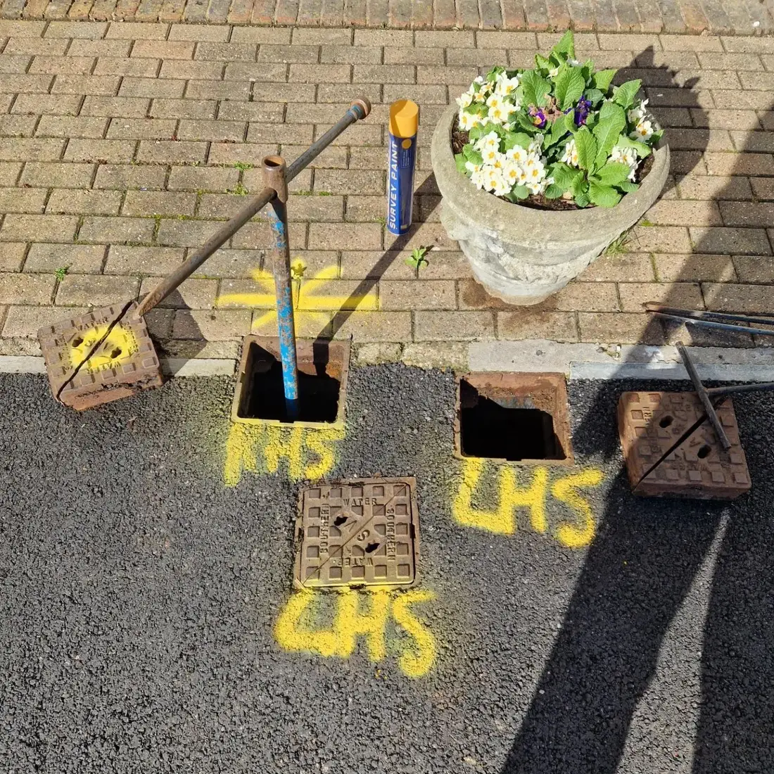 Service route marked out and chambers lifted before any ground is broken