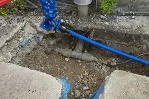 Completed connection feeding one of the two fire tanks