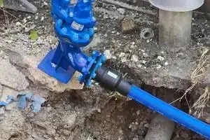 New sluice valve installed on one of the fire tank inlets